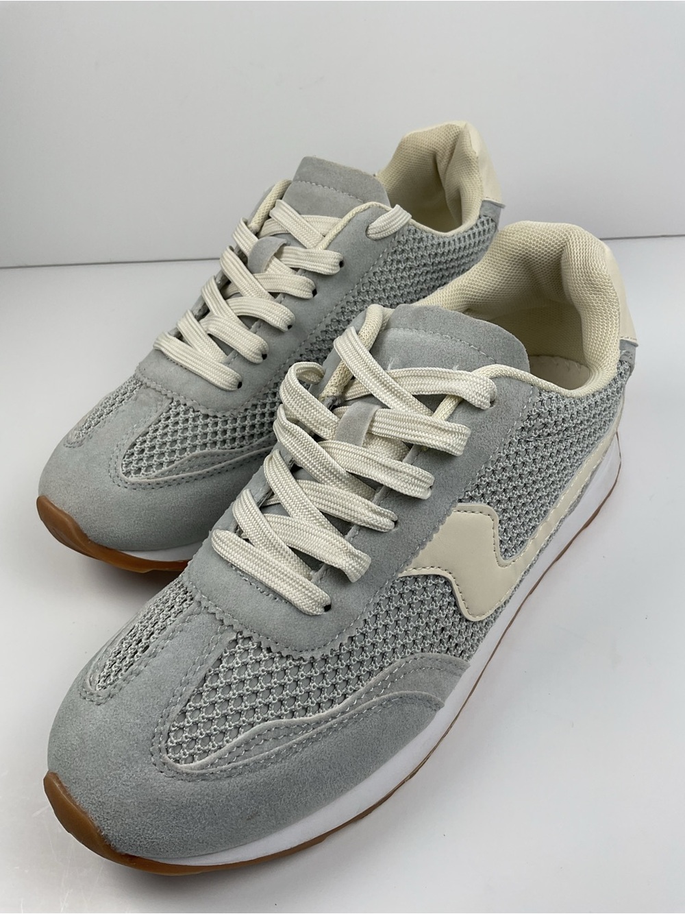 Top Moda Griffin-1 Gray Mesh Sneakers Women’s Size 8 Casual Lace Up Shoes